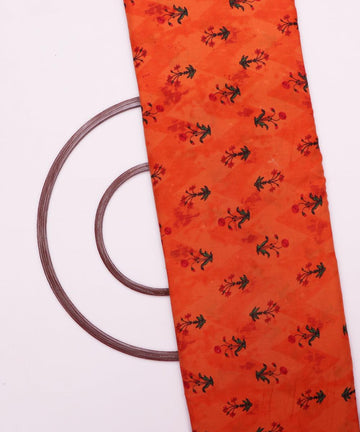 orange and green floral print rayon fabric
